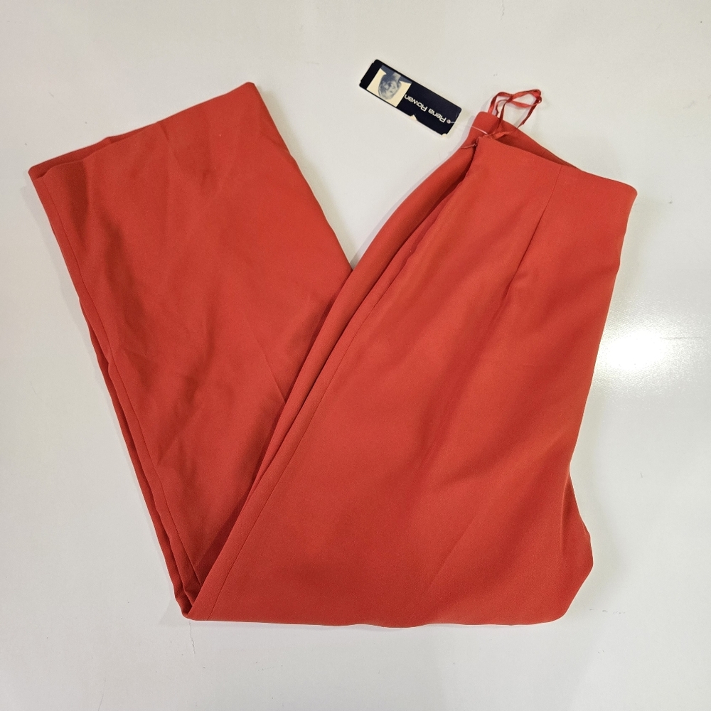 Vintage Rena Rowan Rusty Orange High Waist Trouser Pants Size 12 NWT